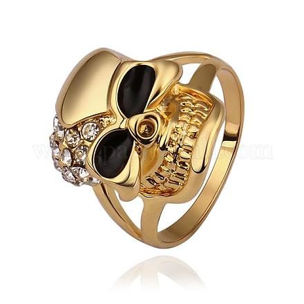 Aleación de estaño de joya de moda anillos de calavera Checa rhinestone para las mujeres RJEW-BB14225-8G-1