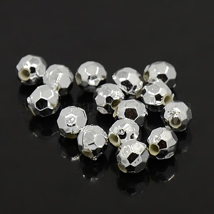 Plating Plastic Acrylic Faceted Round Beads PACR-L002-8mm-S-1