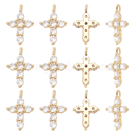 CHGCRAFT 12Pcs Real 18K Gold Plated Brass Cross Charms Gold Plated Pendants Necklace Earrings Jewellery Gift for DIY Jewelry Making DIY Crafts Design KK-CA0003-65-1