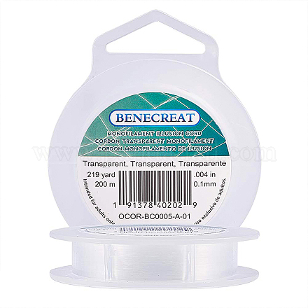 Benecreat 200m 0.1mm klares Fischen Nylon Perlenfaden Draht zum Aufhängen von Ornamenten OCOR-BC0005-A-01-1