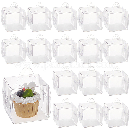 Benecreat 20 Sets transparente PVC-Geschenkboxen mit Griff und Papier CON-WH0084-42A-1