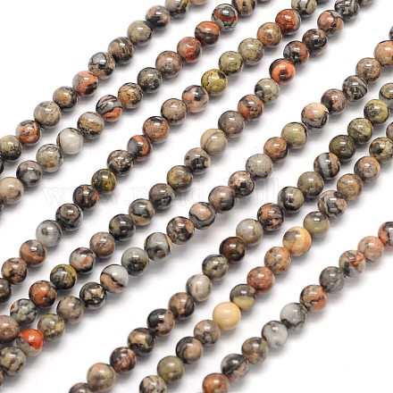 Argent naturelle perles rondes en agate folle brins G-N0166-34-4mm-1