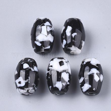 樹脂ビーズ  天然石風チップスタイル  オーバル  ブラック  17.5~18x12.5~13mm  穴：2mm RESI-T024-31B-01-1