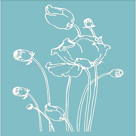 OLYCRAFT Self-Adhesive Silk Screen Printing Stencil Reusable Pattern Stencils Flower Bud for Painting on Wood Fabric T-Shirt Wall and Home Decorations-11x8 Inch DIY-WH0173-035-1