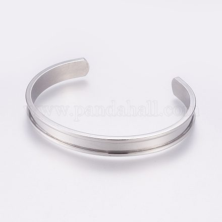 304 Stainless Steel Cuff Bangles BJEW-E310-01P-1