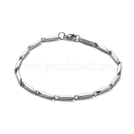 Unisex 201 Stainless Steel Bar Link Chain Bracelets BJEW-L637-35B-P-1