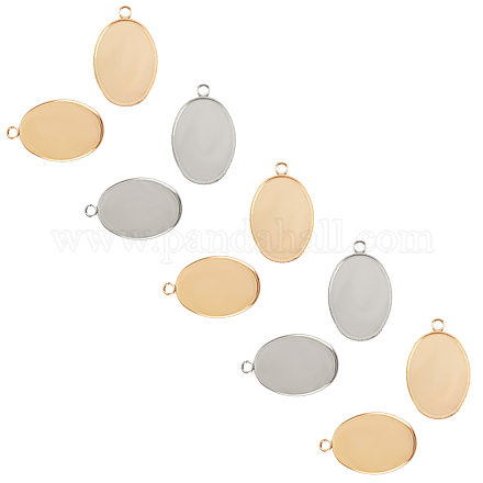 Unicraftale 40 set 2 colori 13x18mm vassoio ovale pendenti che fanno ciondoli in acciaio inossidabile e cabochon in vetro trasparente per collane creazione di gioielli DIY-UN0001-92-1