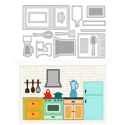 Küche Thema Kohlenstoffstahl Stanzformen Schablonen DIY-WH0309-1698-1