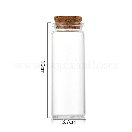 ガラス瓶  コルクプラグ付き  ウィッシングボトル  コラム  透明  3.7x10cm  容量：80ml（2.71fl.oz） CON-WH0085-72G-1