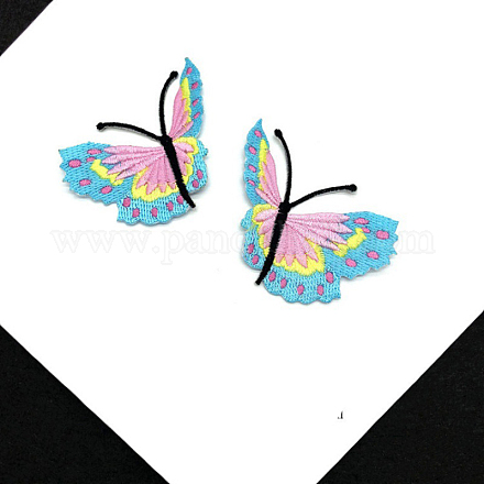 Toppe termoadesive/cucibili in stoffa per ricamo computerizzato a forma di farfalla WG40112-02-1