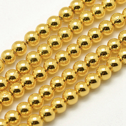 Chapelets de perles en hématite synthétique sans magnétiques X-G-P194-01-4mm-03-1