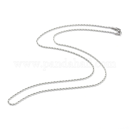 Colliers avec chaîne de corde en 304 acier inoxydable NJEW-I245-01A-P-1