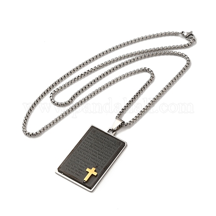 Croce religione tag 201 collana pendente in acciaio inossidabile con catene di ferro NJEW-D048-06MC-1