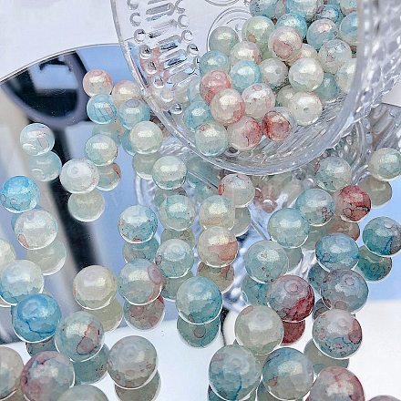 Perles en verre craquelé transparentes GLAA-D012-02C-1