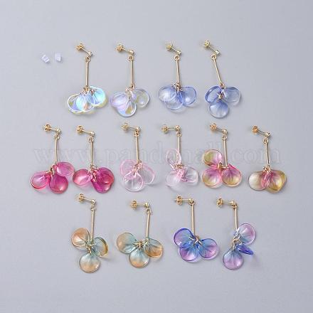 Perles de cluster en verre pendent boucles d'oreilles EJEW-JE03915-1