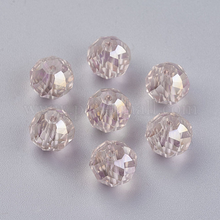 Perles de verre de galvanoplastie ronde à facettes X-EGLA-R033-10mm-01-1