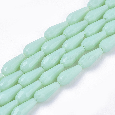 Chapelets de perles en verre opaque de couleur unie GLAA-T009-001H-1