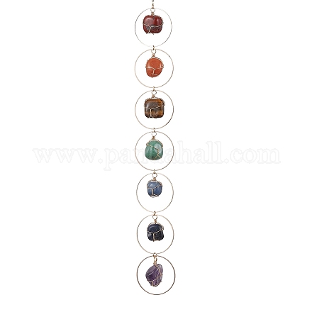 Gioielli chakra decorazioni pendenti con pietre preziose naturali miste HJEW-JM01686-1
