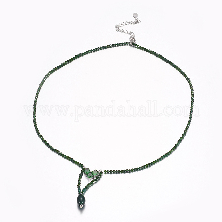 Collane di perline in oro verde sintetico sfaccettato NJEW-F212-04P-1