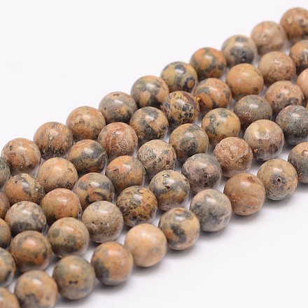 Brins de perles de jaspe en peau de léopard jaune naturel G-K153-B44-4mm-1