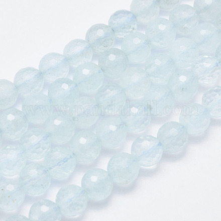 Chapelets de perles en aigue-marine naturelle G-F547-42-8mm-1