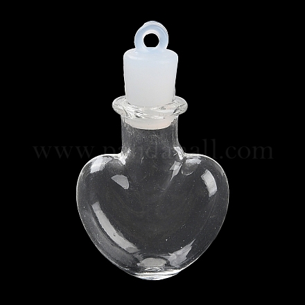 Pendentifs de bouteille de souhait en verre clair GLAA-A010-01A-1