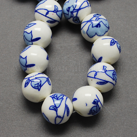 Handmade Printed Porcelain Beads PORC-Q200-10mm-2-1