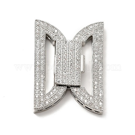 Brass Micro Pave Clear Cubic Zirconia Fold Over Clasps KK-G414-07P-1