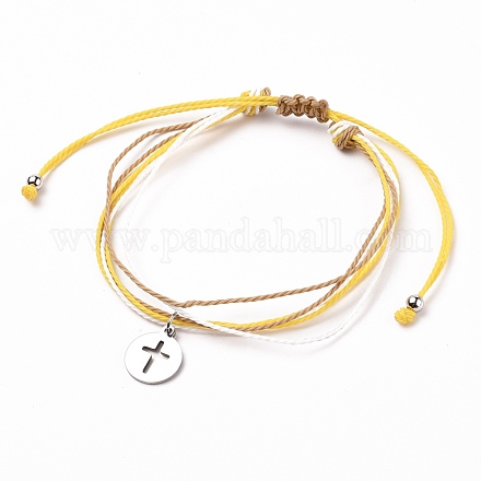 Waxed Polyester Cord Braided Bracelets BJEW-JB05663-04-1
