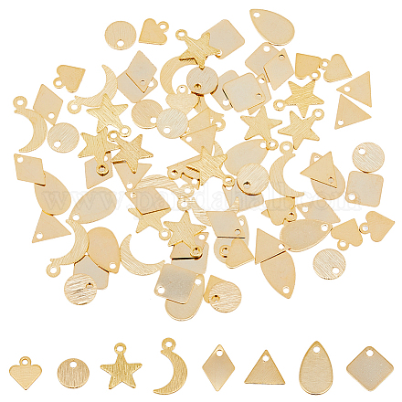 SUPERFINDINGS Brass Stamping Blanks Gold Silver Metal Stamping Tag Pendant Square Teardrop Leaf Charms for Necklace Bracelet Earring Jewelry Making DIY Craft KK-FH0004-99-1