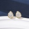 Brass Micro Pave Clear Cubic Zirconia Stud Earrings, Rack Plating, Long-Lasting Plated, Cadmium Free & Lead Free, Real 18K Gold Plated, Teardrop, 10x7.5mm