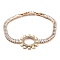 Sun Shape Brass Micro Pave Cubic Zirconia Link Bracelets, Long-Lasting Plated, Golden, 7-5/8 inch(19.4cm)