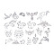 Non-Tarnish 201 Stainless Steel Pendants and Links Connectors, Mixed Shapes, Laser Cut, Stainless Steel Color, 10~55x20~55x1mm, Hole: 1.2~4mm, jump ring: 5x1mm, 3mm inner diameter, 20pcs/set.