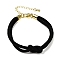 3MM Round Nylon Braided Cord Bracelet Making, Knot, with Golden 202 Stainless Steel Lobster Clasp & Brass Finding, Black, 6.69x0.39 inch(17x1cm)