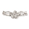 Flower Brass Micro Pave Clear Cubic Zirconia Fold Over Clasps, Real Platinum Plated, 39mm, Hole: 4.5mm