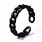 Spray Painted Brass Cuff Rings, Open Rings, Curb Chain, Black, US Size 9, Inner Diameter: 19mm
