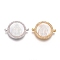 Brass Micro Pave Cubic Zirconia Links connectors, with Shell, Flat Round with Virgin Mary, Clear, Mixed Color, 15x20x4mm, Hole: 1.2mm