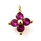 Brass Micro Pave Cubic Zirconia Pendants, Flower Charms, Real 18K Gold Plated, 9.5~10x7.5~8x3mm, Hole: 1.2mm