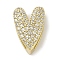 Rack Plating  Brass Micro Pave Clear Cubic Zirconia Slide Charms, Lead Free & Cadmium Free, Long-Lasting Plated, Heart, Real 18K Gold Plated, 12.5x8x6mm, Hole: 10x2.5mm