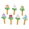 Glass Pendants, Flower, with 304 Stainless Steel Flat Head Pins and Seed Beads, Mixed Colors, Stainless Steel Color, 32.5x14x4.5mm, Hole: 3mm