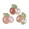 Natural Amethyst/Strawberry Quartz Links connectors, with Brass Findings, Faceted, Golden, 30.5~31x33x5mm, Hole: 1.8mm