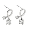 Brass Micro Pave Clear Cubic Zirconia Earring, Platinum, 20.6x7.6mm