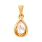 304 Stainless Steel Pendants, with Cubic Zirconia, Drop, Clear, Golden, 17x8.5x3mm, Hole: 5x3mm