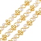 Brass Infinity Link Chains, with ABS Imitation Pearl, Soldered, with Spool, Golden, 12x5.5x3mm, about 16.40 Feet(5m)/Roll