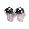 Handmade Lampwork Beads Strands, Mushroom, Black, 12~14.5x10~12mm, Hole: 1.2~1.8mm, about 23pcs/strand, 11.61~12.60 inch(29.5~32cm)