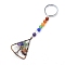 Gemstone Keychains, with Metal Split Rings, Triangle, 11.5cm