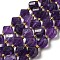 Natural Amethyst Beads Strands, with Seed Beads, Faceted Twist, 10x10x10mm, Hole: 1mm, about 32pcs/strand, 15.1''(38cm)