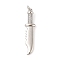 Brass Micro Pave Clear Cubic Zirconia Pendants, with Jump Rings, Knife Shap, Platinum, 32x7x4mm, Hole: 3mm