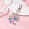 Synthetic Moonstone & Alloy Moon Sun Pendant Decorations, with Swivel Lobster Claw Clasps, Blue, 75mm