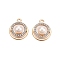 Alloy Rhinestone Pendants, with ABS Imitation Pearl, Cadmium Free & Lead Free, Flat Round Charms, Crystal, 21.5x18x8.5mm, Hole: 1.8mm